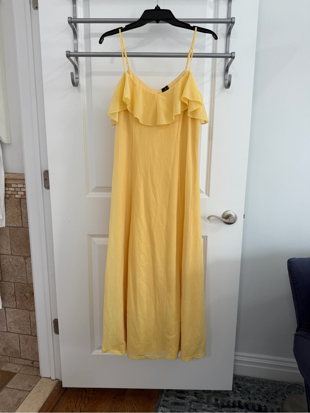 Vero Moda Sunny Yellow Ruffle-Trim Spaghetti Strap Maxi Dress